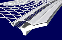 Image:The connection between the reinforced concrete roof and the grid shells was studied early on during the competition phase.
